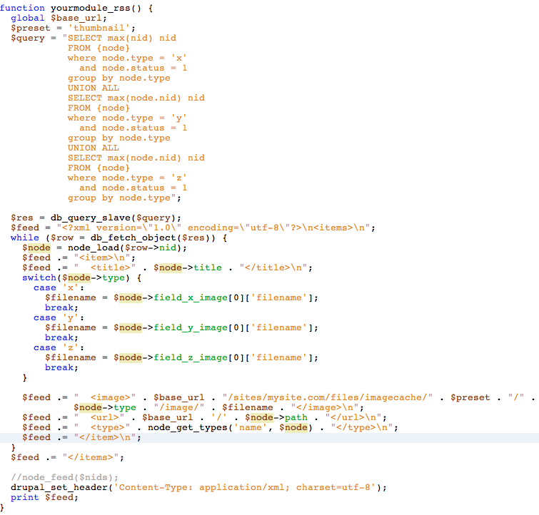 Custom feed code